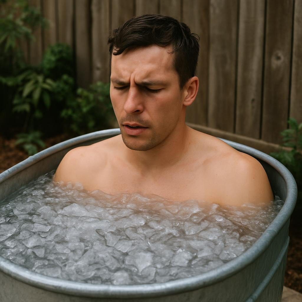 Before-and-after vitality shot of cold exposure therapy session, illustrating reduced inflammation benefits