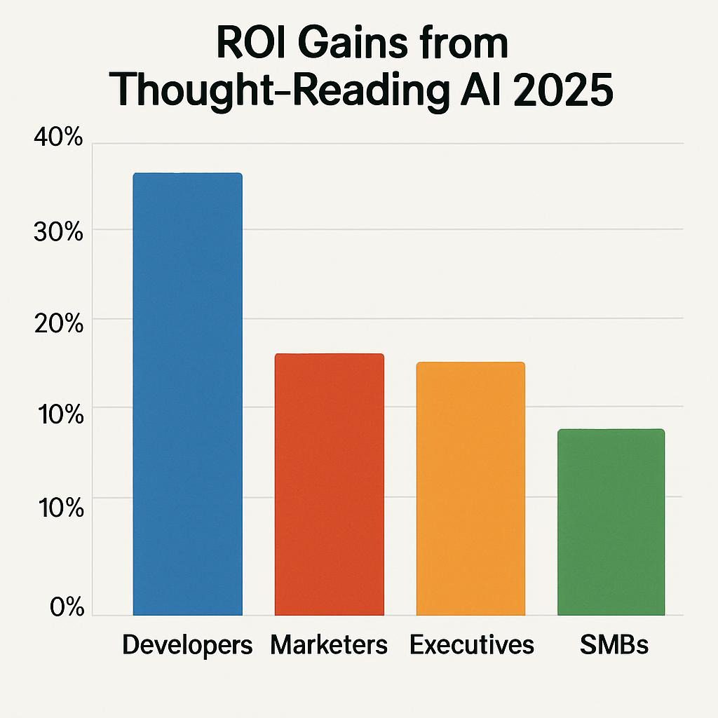 Bar graph depicting 2025 ROI percentages from thought-reading AI by audience.