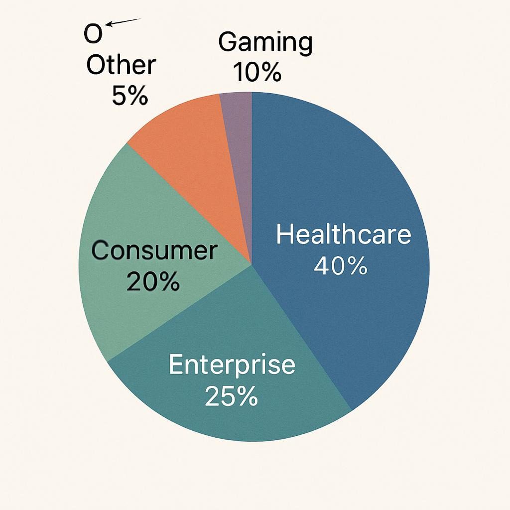 Pie chart illustrating 2025 adoption rates of thought-reading AI across industries, sourced from IDC